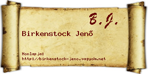 Birkenstock Jenő névjegykártya